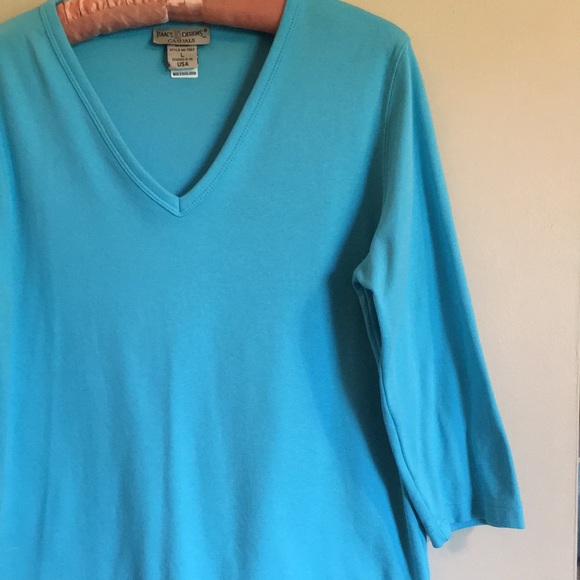 Pretty V neck turquoise three quarter length sleeve tee, excellent condition! - Picture 4 of 16